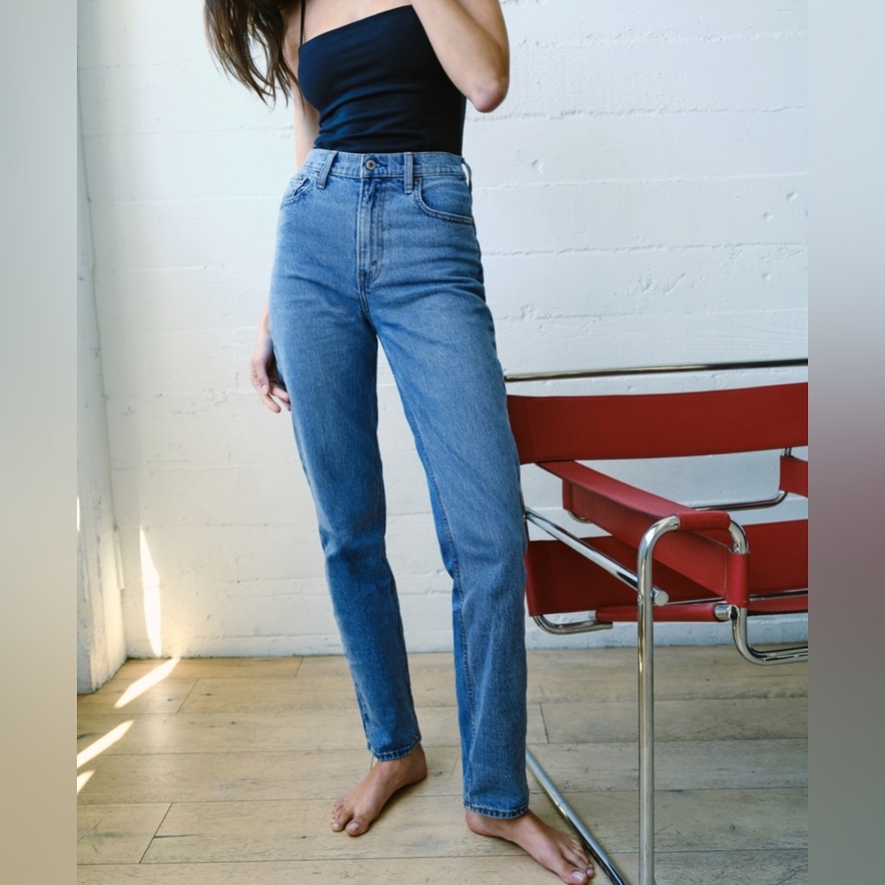 Abercrombie & Fitch Light Blue Women's Straight Leg Jeans High rise